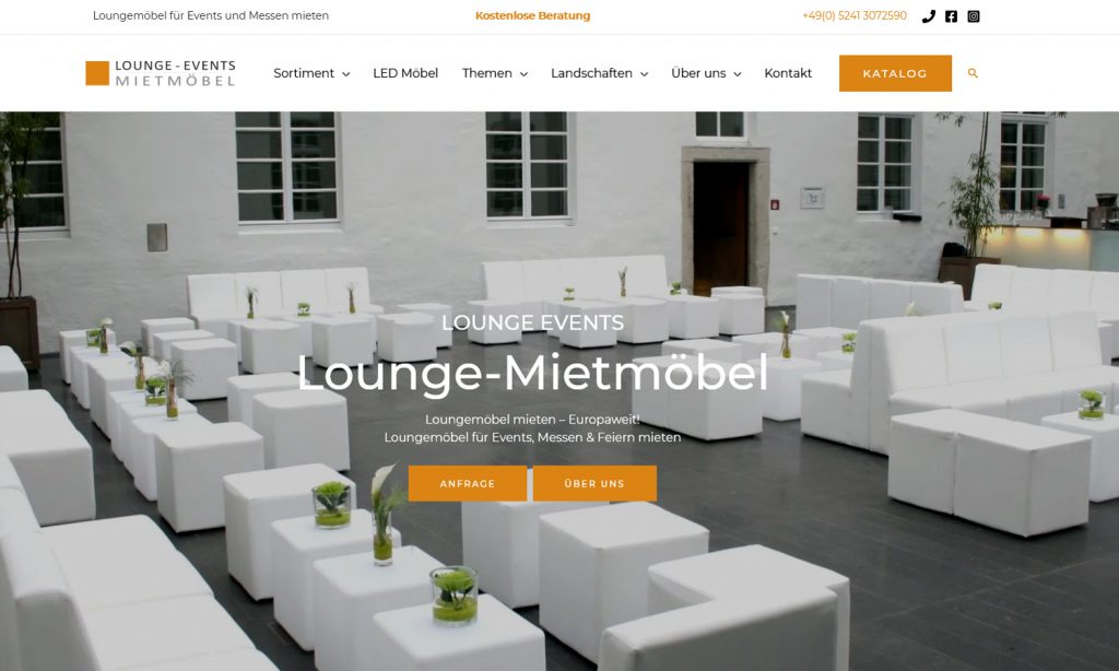 Screenshot der Website www.Lounge-Mietmoebel.de